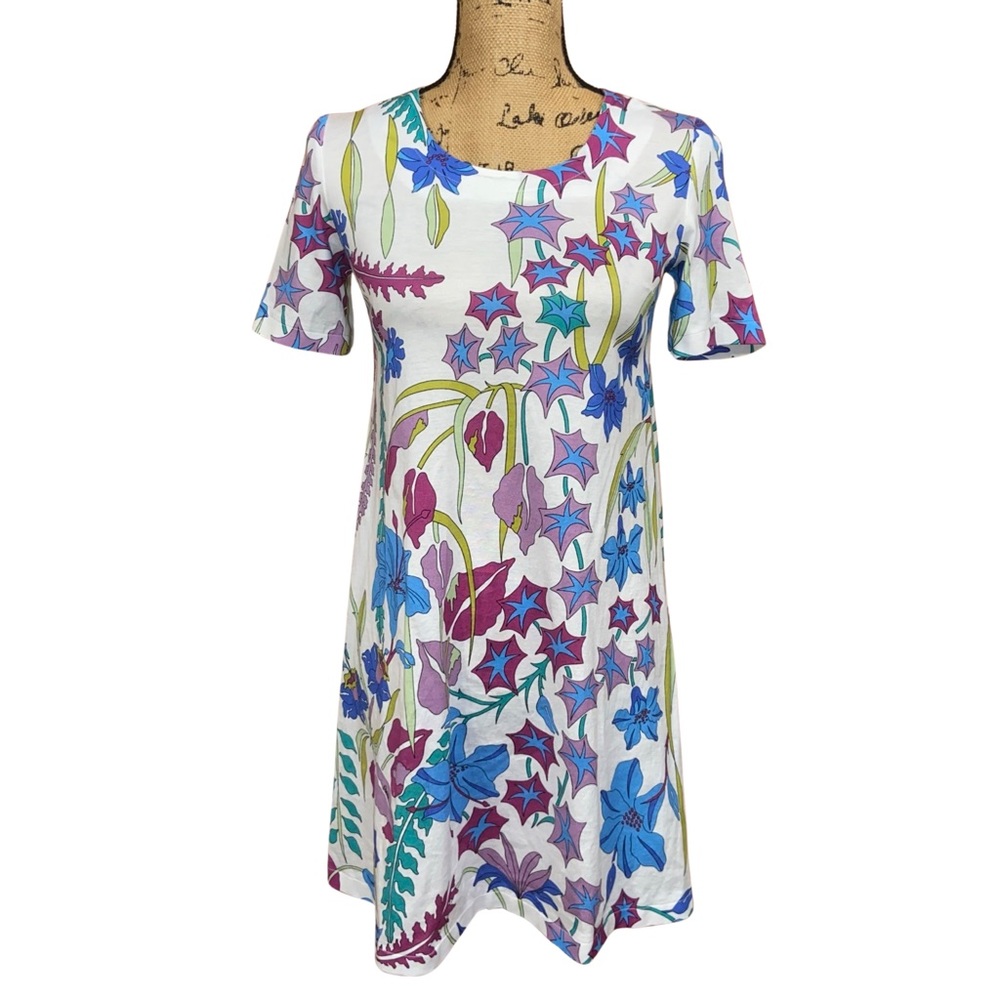 Averardo Bessi Floral Print Short Sleeve Shift Dress Size 6